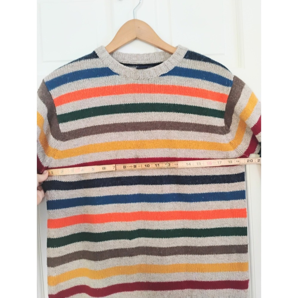 VTG Gap Kids Sweater XXL Adult S/M Multicolor Striped Lambswool Crewneck Knit - Picture 6 of 7